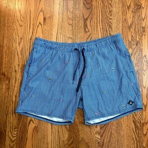 Sperry Swim Trunks Blue Striped Nautical Print Size XL